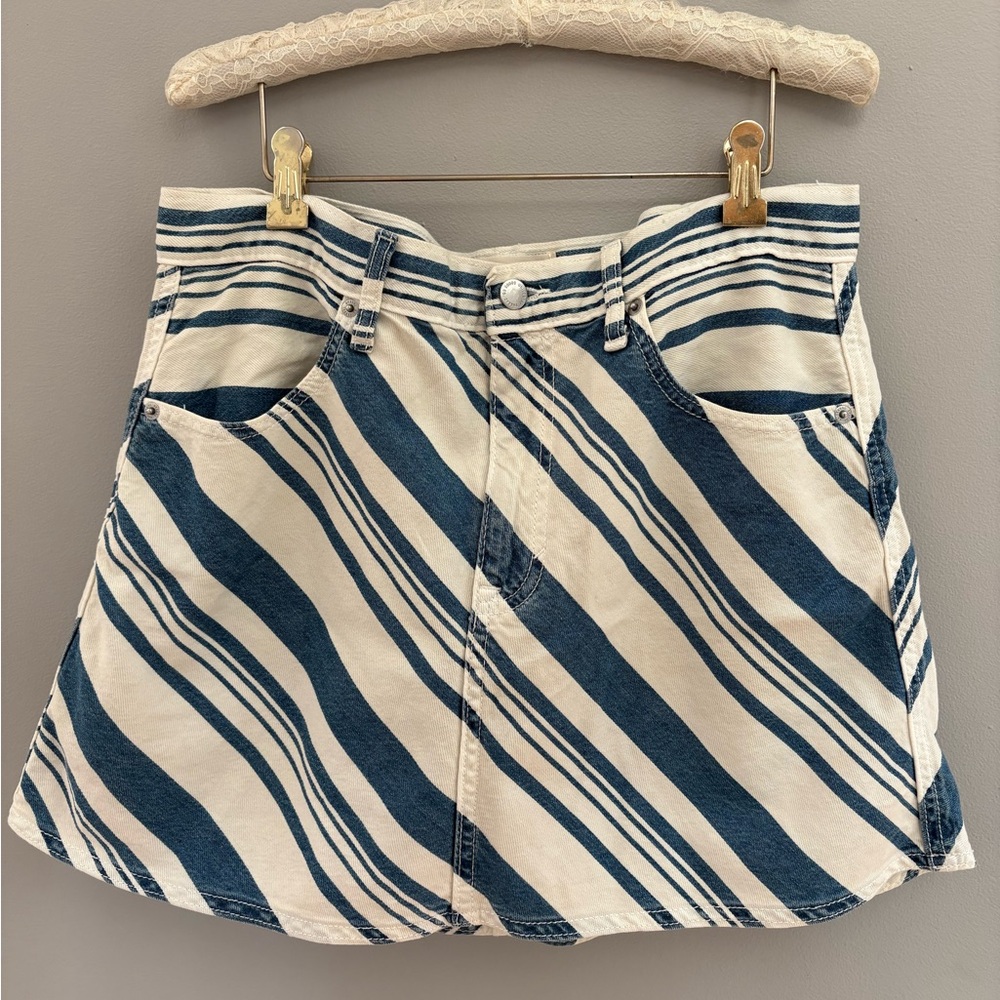 Universal Thread Blue and White Striped Mini Skirt
